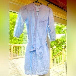 Loft blue pinstripe dress